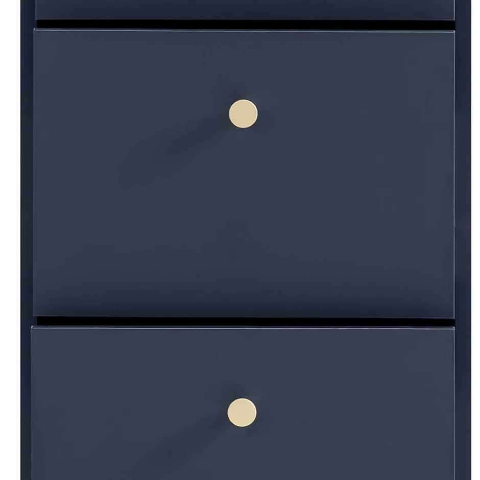 Hohe Kommode in Dunkelblau mit Gold - Inbano^Wohnen