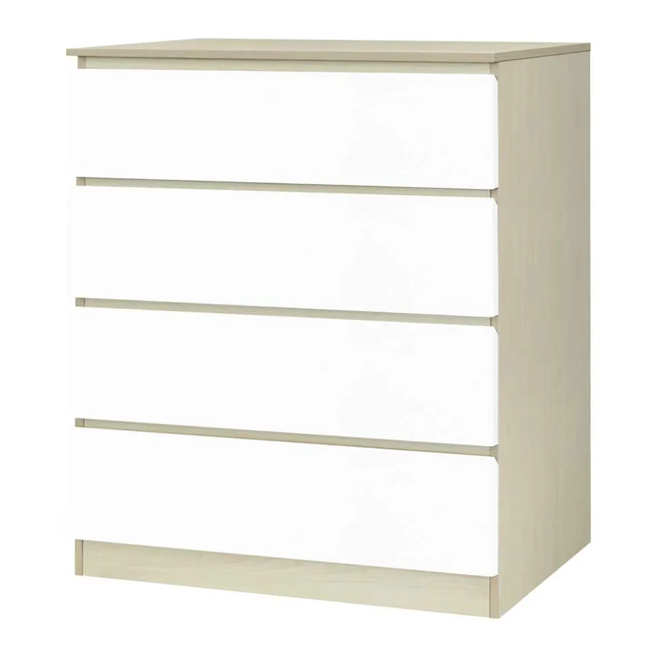 Wohnen Hohe Kommode in Weiß Hochglanz & Natur - Finnca