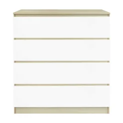 Wohnen Hohe Kommode in Weiß Hochglanz & Natur - Finnca