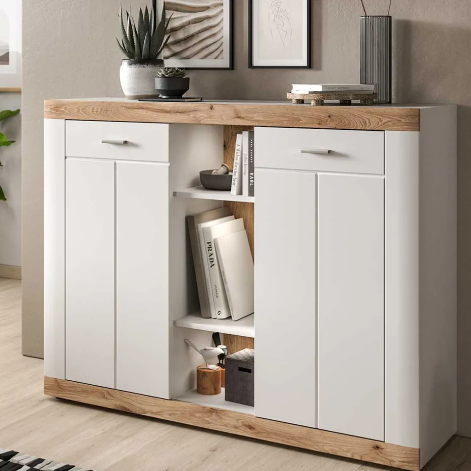 Hohe Kommode mit zwei Türen & drei Fächern - Hihat^Wohnen Hot