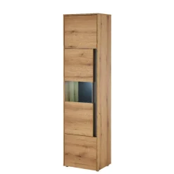 Hohe Vitrine in Wildeiche Optik und Anthrazit - Colomania^Wohnen Sale