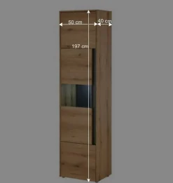 Hohe Vitrine in Wildeiche Optik und Anthrazit - Colomania^Wohnen Sale