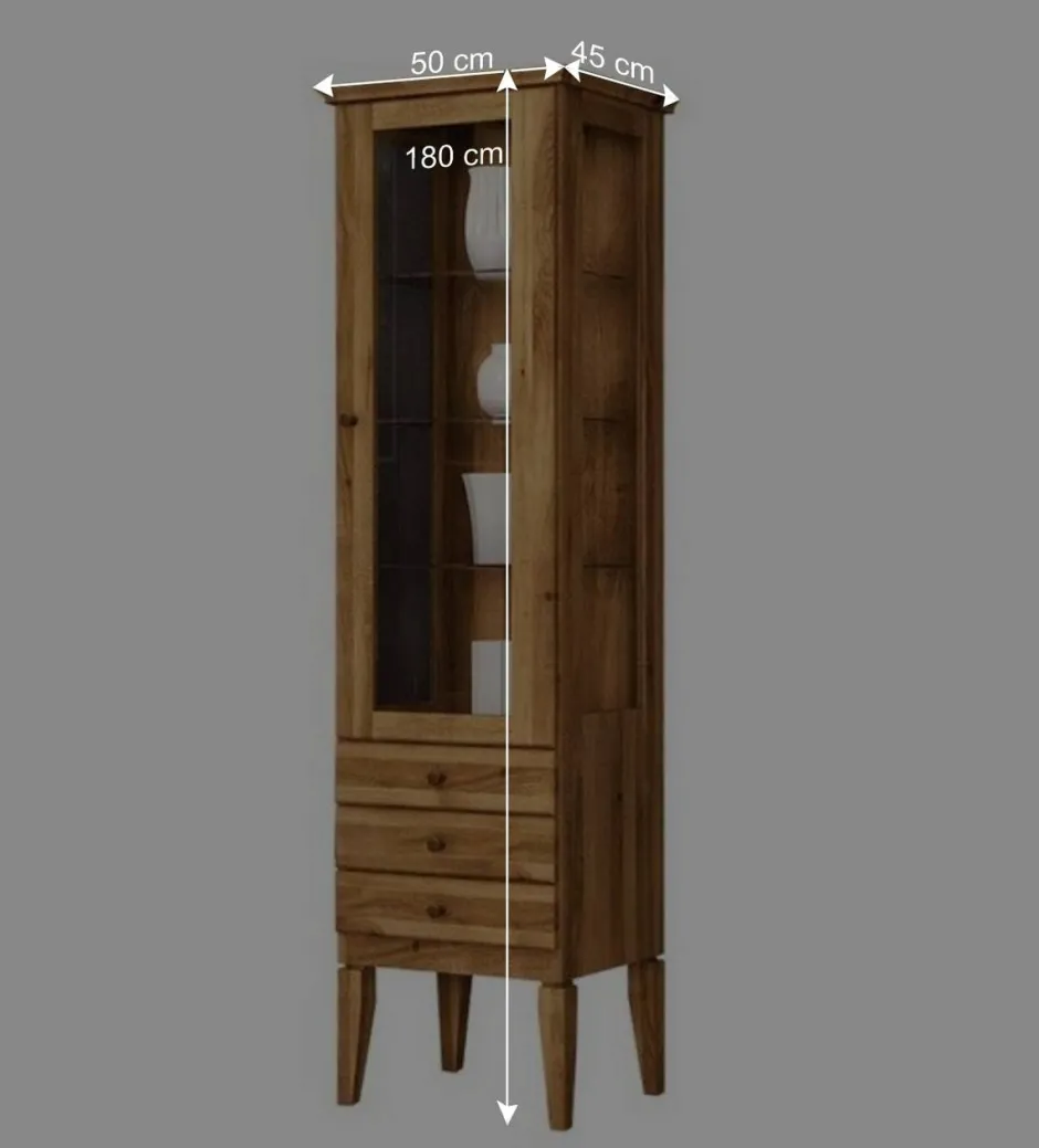 Wohnen Hohe Vitrine Masdamos aus Wildeiche Massivholz