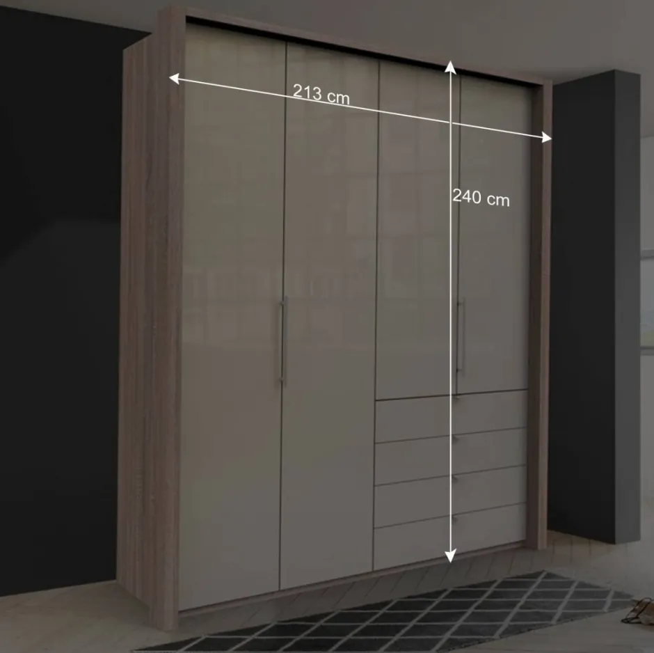 Hoher Schlafzimmerschrank 2-türig & 4 Schubladen - Rativian^Wohnen Online