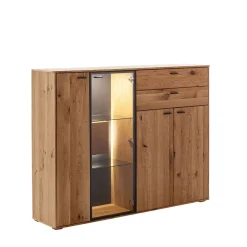 Hohes Sideboard mit Glaseinsatz und LED - Drinidad^Wohnen Hot