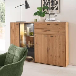 Hohes Sideboard mit Glaseinsatz und LED - Drinidad^Wohnen Hot