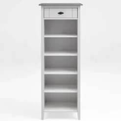 Wohnen Holz Badregal mit Schublade in Weiß & Grau - Mirandesca