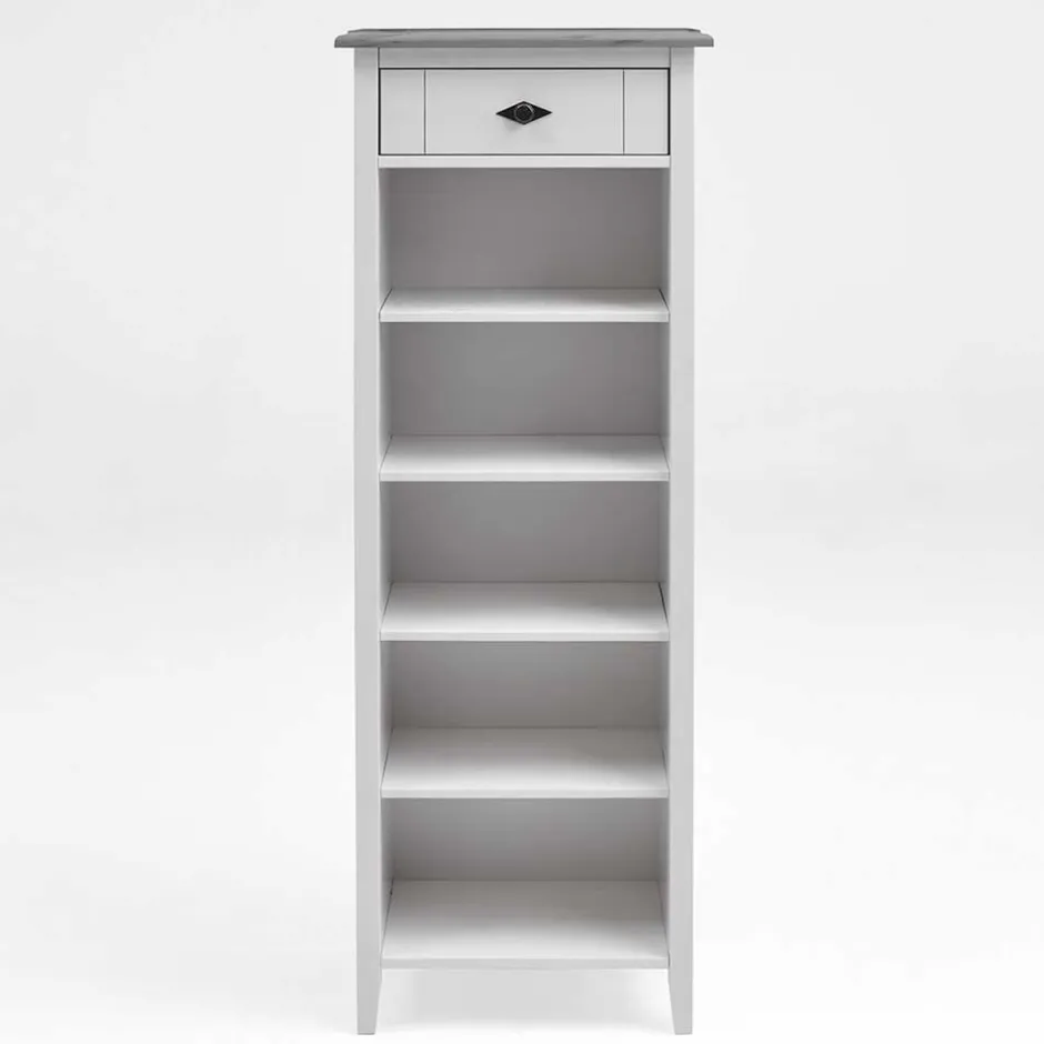 Wohnen Holz Badregal mit Schublade in Weiß & Grau - Mirandesca