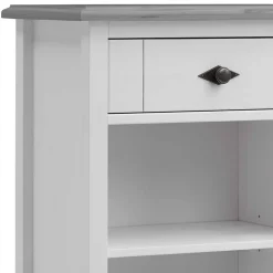 Wohnen Holz Badregal mit Schublade in Weiß & Grau - Mirandesca