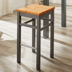 Holz Barhocker in Grau und Kiefer Lauge - Ziamora^Wohnen Sale
