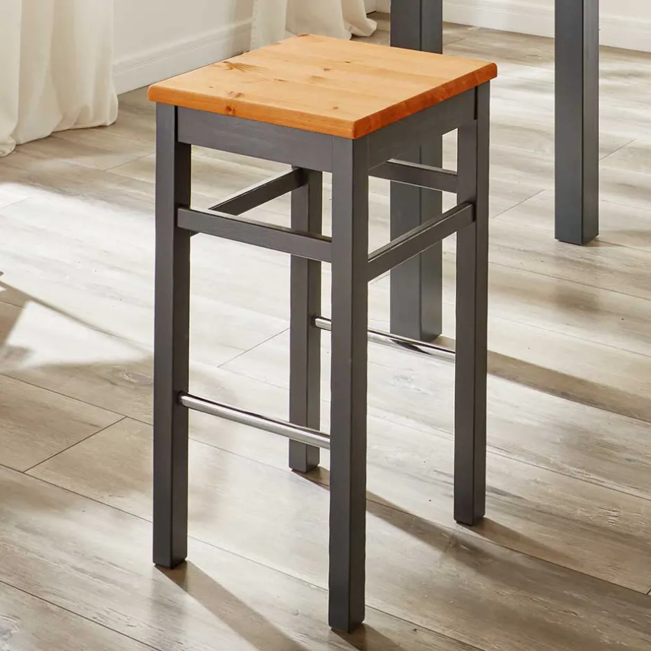Holz Barhocker in Grau und Kiefer Lauge - Ziamora^Wohnen Sale