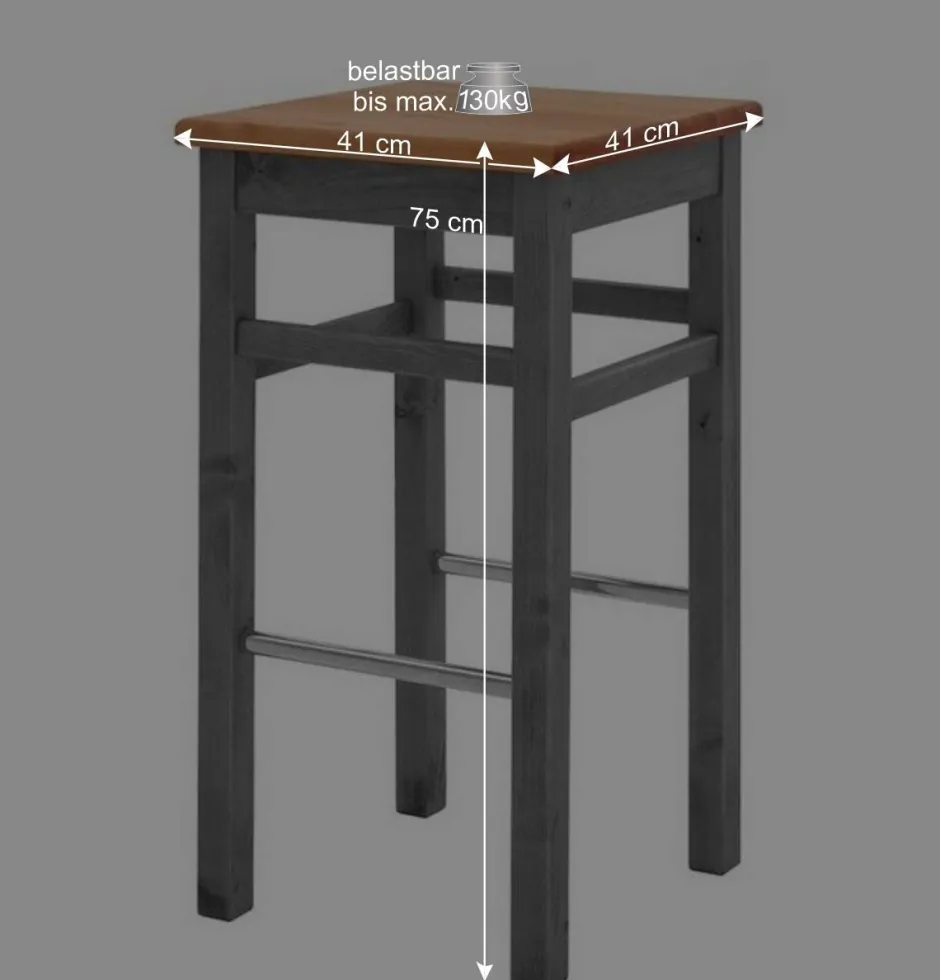 Holz Barhocker in Grau und Kiefer Lauge - Ziamora^Wohnen Sale