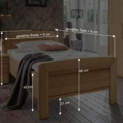 Wohnen Holz Einzelbett mit Kopf- und Fußteil - Emdsiva