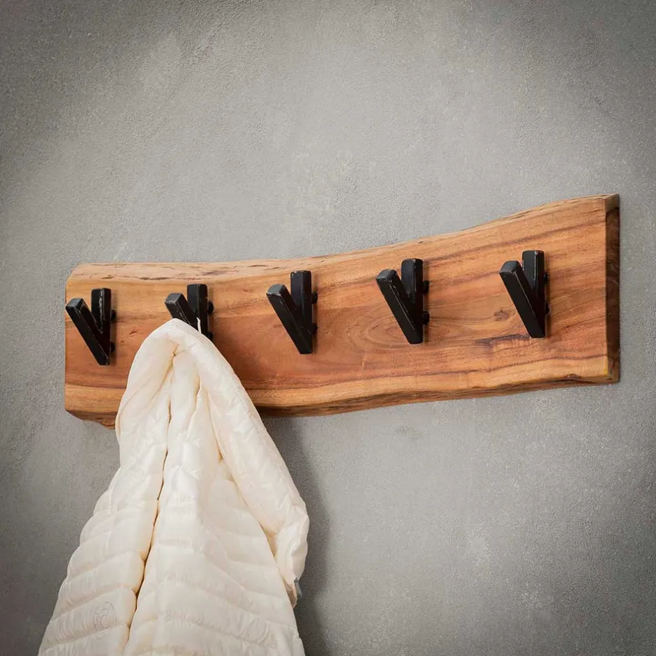 Wohnen Holz Hängegarderobe mit Baumkante - Isnios