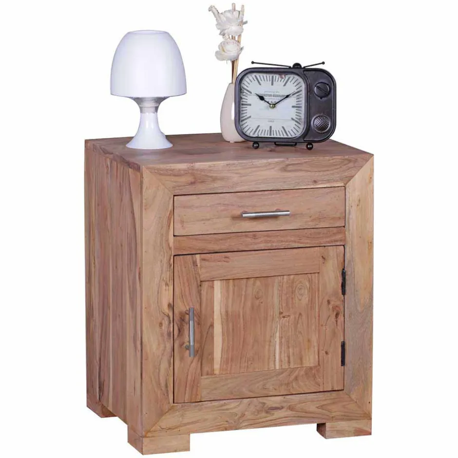 Wohnen Holz Nachtschränkchen Vislan mit Schublade und Schrankfach