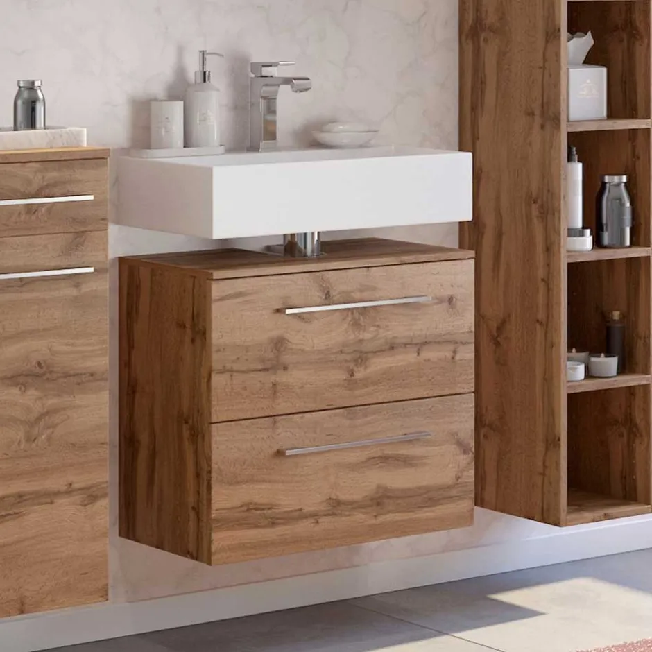 Holz Optik Waschbeckenunterschrank 60x54x35 cm - Lemnas^Wohnen Discount