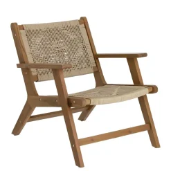 Holz Sessel mit Kordel Geflecht in Beige - Rave^Wohnen Clearance