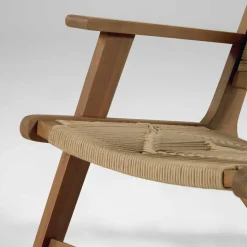 Holz Sessel mit Kordel Geflecht in Beige - Rave^Wohnen Clearance