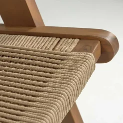 Holz Sessel mit Kordel Geflecht in Beige - Rave^Wohnen Clearance