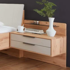 Wohnen Holzbett & Nachtkommoden - Krofun (dreiteilig)