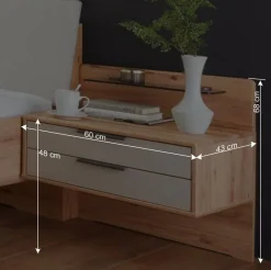 Wohnen Holzbett & Nachtkommoden - Krofun (dreiteilig)