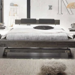 Holzbett Akazie Luvenico mit Kopfteil in Balken-Optik^Wohnen Sale