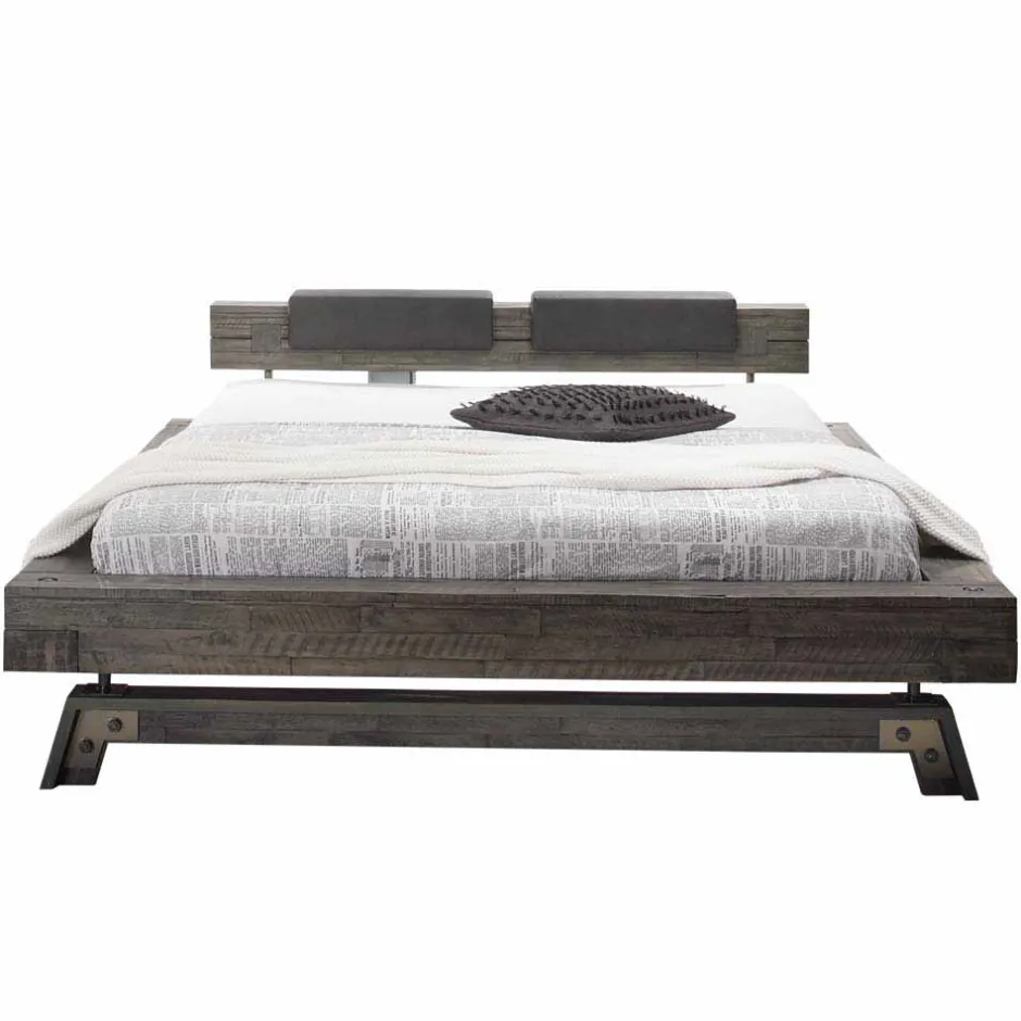 Holzbett Akazie Luvenico mit Kopfteil in Balken-Optik^Wohnen Sale