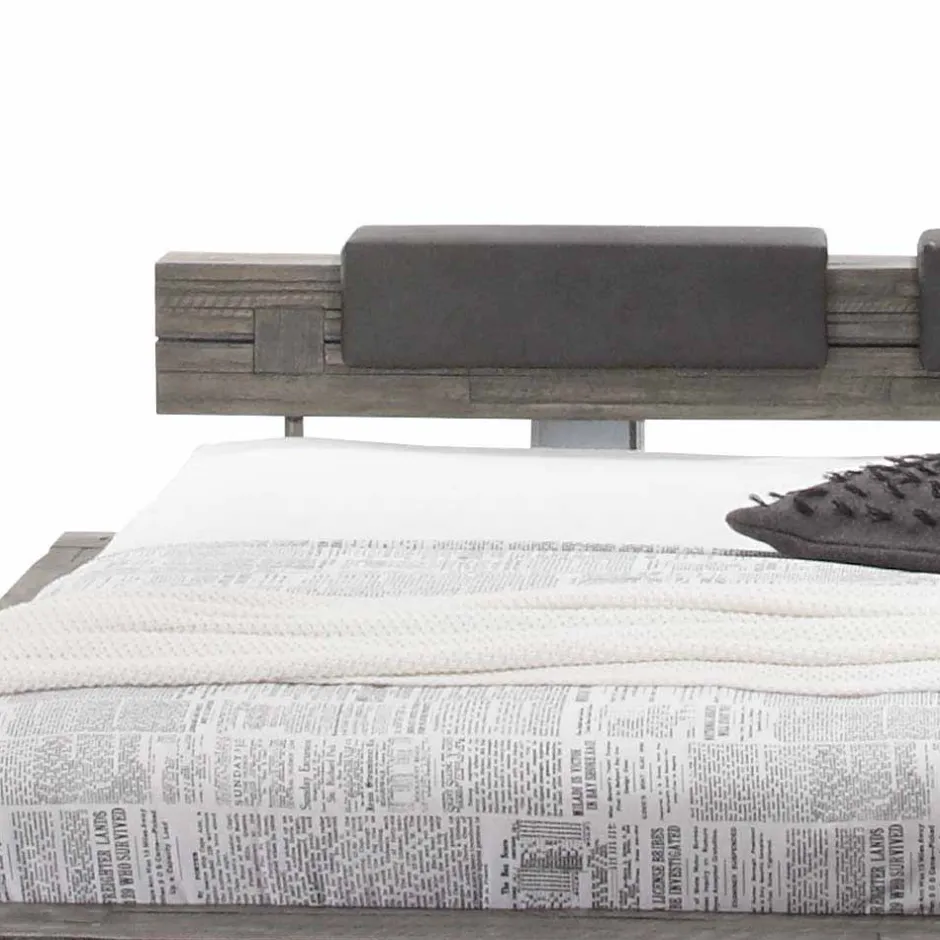 Holzbett Akazie Luvenico mit Kopfteil in Balken-Optik^Wohnen Sale