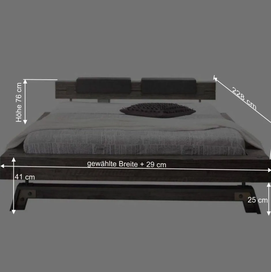 Holzbett Akazie Luvenico mit Kopfteil in Balken-Optik^Wohnen Sale