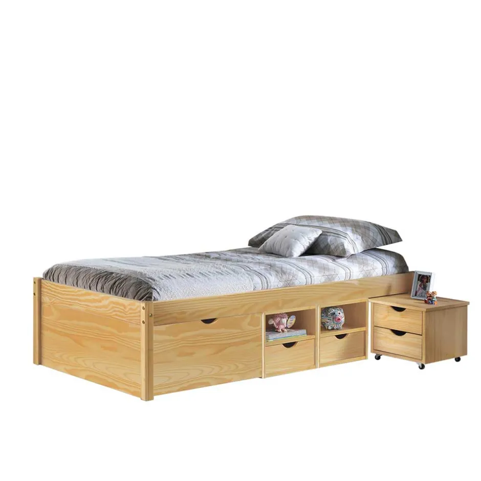 Wohnen Holzbett Francena mit Schubladen (zweiteilig)