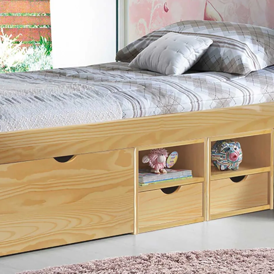 Wohnen Holzbett Francena mit Schubladen (zweiteilig)