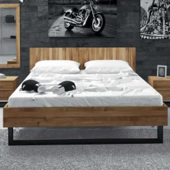 Wohnen Holzbett Manzey aus Wildeiche Massivholz