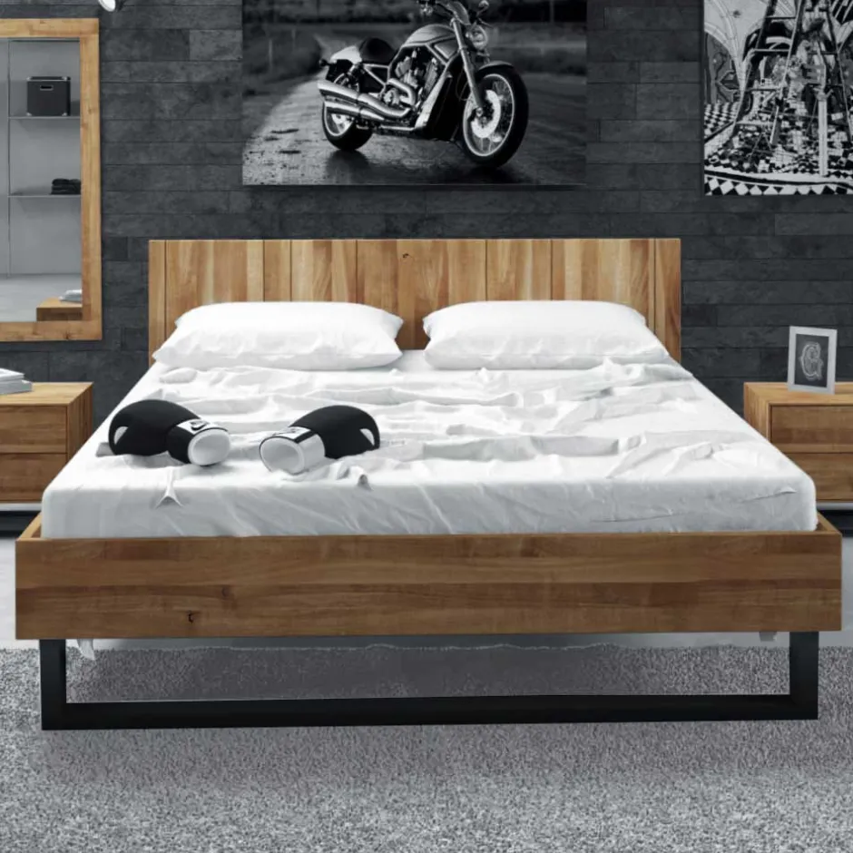 Wohnen Holzbett Manzey aus Wildeiche Massivholz