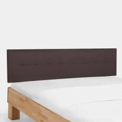 Wohnen Holzbett massiv Wins mit Polster-Kopfteil Kunstleder Dunkelbraun