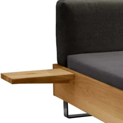 Holzbett mit Chenille Kopfteil & Nachttische - Nadescha (dreiteilig)^Wohnen Outlet