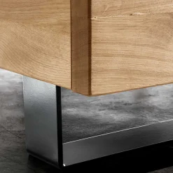 Holzbett mit Chenille Kopfteil & Nachttische - Nadescha (dreiteilig)^Wohnen Outlet