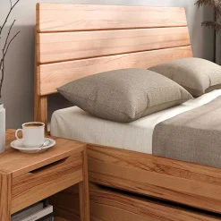 Wohnen Holzbett mit Kopfteil aus Kernbuche geölt - Daan