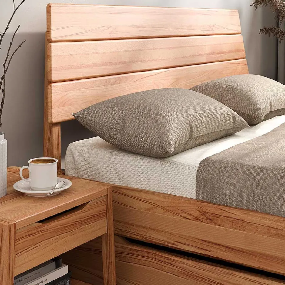 Wohnen Holzbett mit Kopfteil aus Kernbuche geölt - Daan