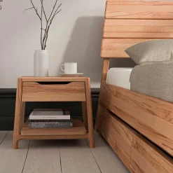 Wohnen Holzbett mit Kopfteil aus Kernbuche geölt - Daan