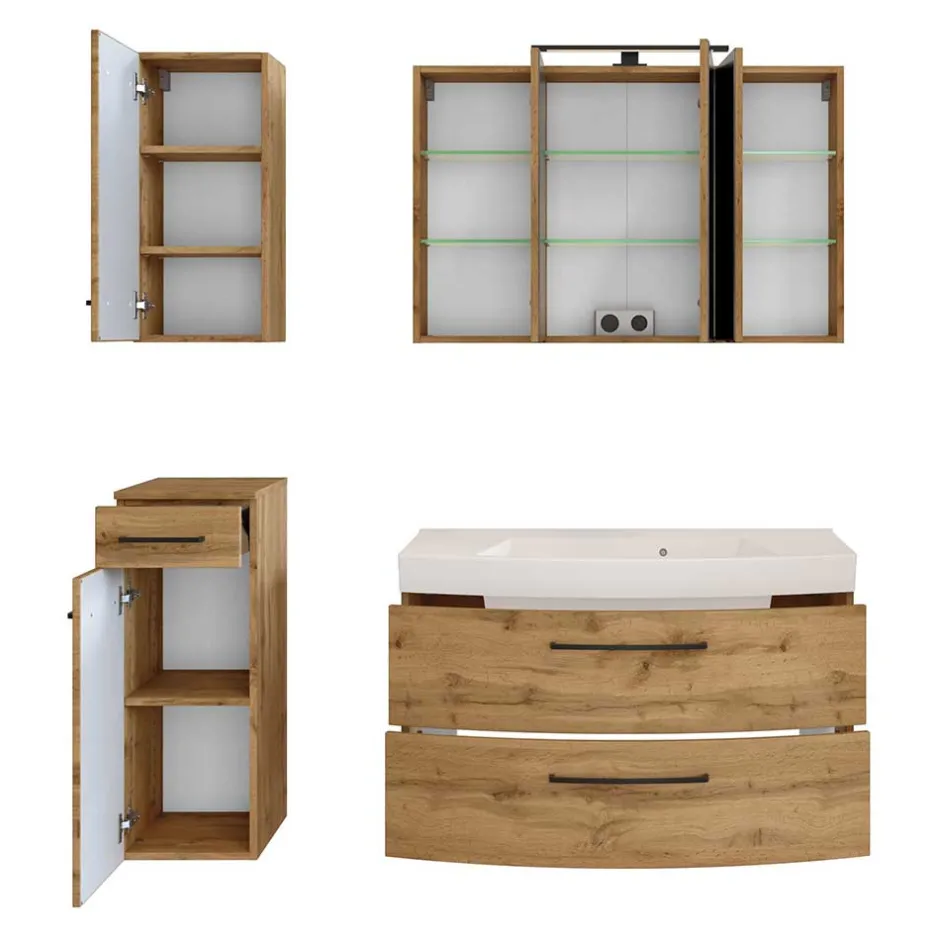 Wohnen Holzdekor Badezimmermöbel Kombi - Arazony (vierteilig)