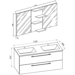 Holzlook Bad mit Doppel-Waschtisch - Ursela (vierteilig)^Wohnen Best