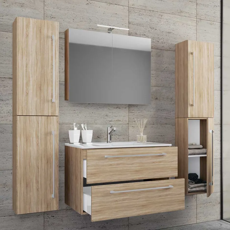 Holznachbildung Badezimmer Möbel - Caleena (vierteilig)^Wohnen