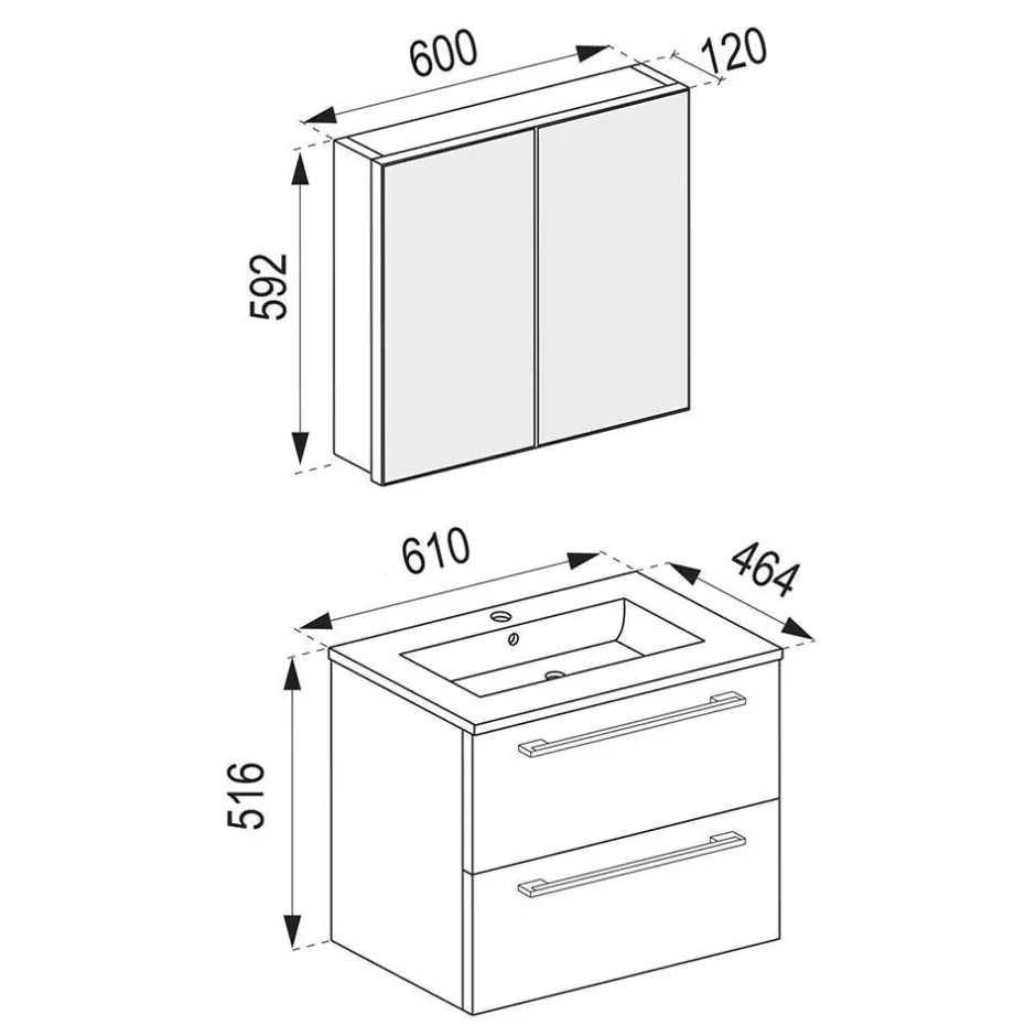 Holznachbildung Badezimmer Möbel - Caleena (vierteilig)^Wohnen