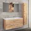 Holzoptik Bad mit Doppel-Waschplatz - Ursela (dreiteilig)^Wohnen Sale