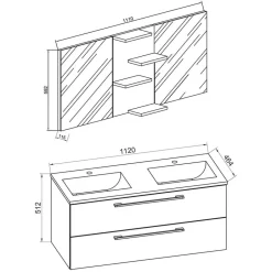 Holzoptik Bad mit Doppel-Waschplatz - Ursela (dreiteilig)^Wohnen Sale