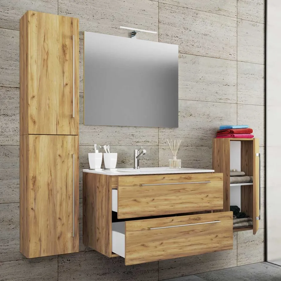 Holzoptik Badezimmer Möbel - Karin (vierteilig)^Wohnen Sale