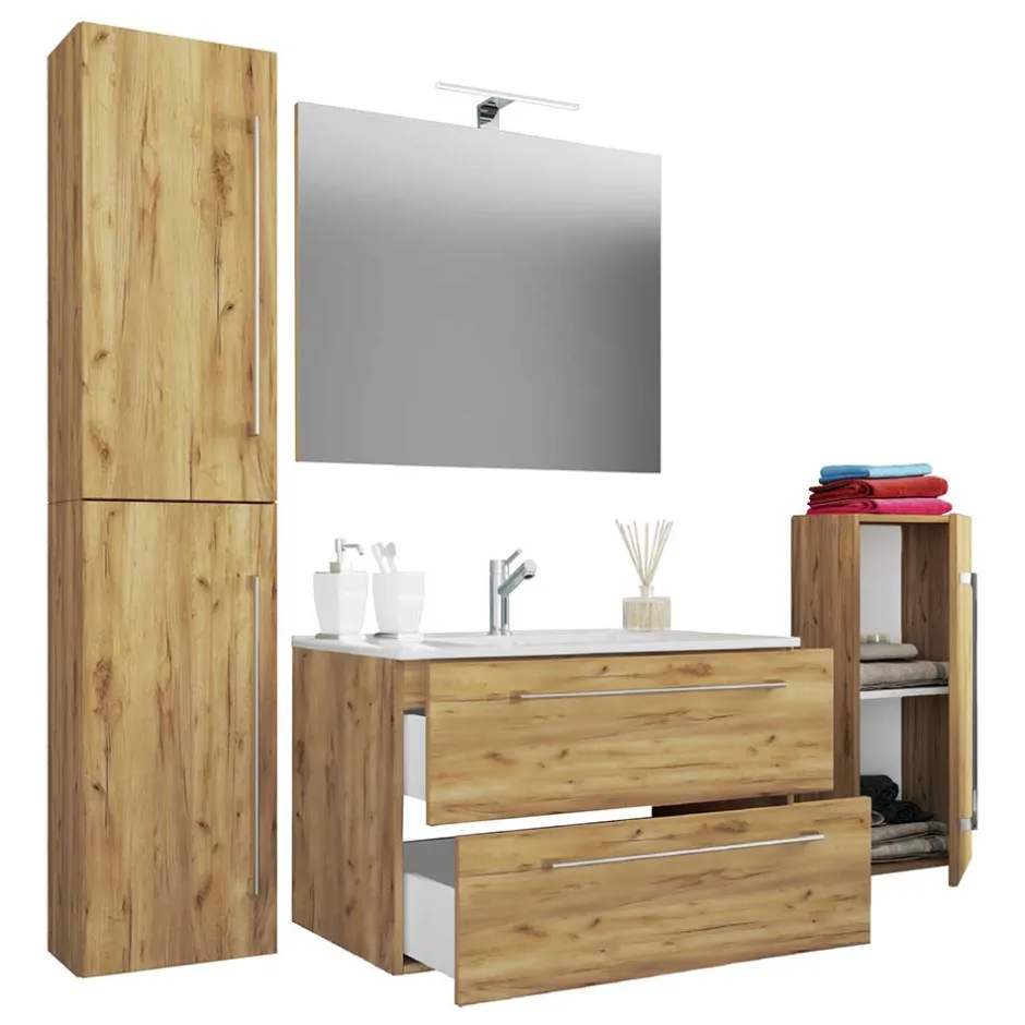 Holzoptik Badezimmer Möbel - Karin (vierteilig)^Wohnen Sale