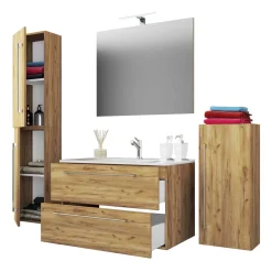 Holzoptik Badezimmer Möbel - Karin (vierteilig)^Wohnen Sale