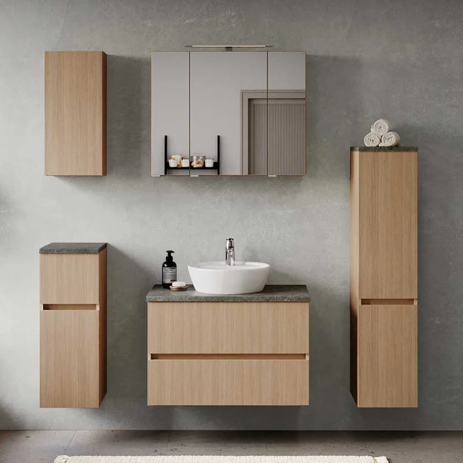 Holzoptik Badezimmermöbel Set - Leitha (fünfteilig)^Wohnen Hot