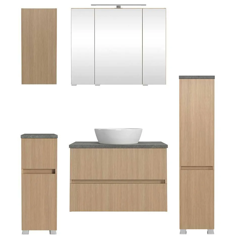 Holzoptik Badezimmermöbel Set - Leitha (fünfteilig)^Wohnen Hot